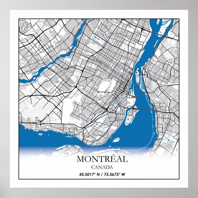 Póster Montreal Quebec Canadá Mapa de ciudades de viaje m (Frente)