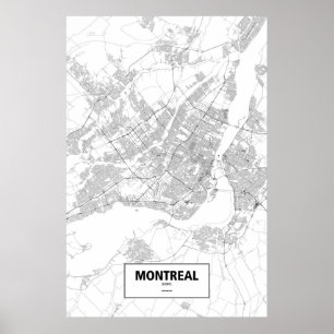 Póster Montreal, Quebec (negro sobre blanco)