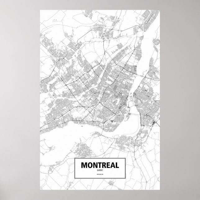 Póster Montreal, Quebec (negro sobre blanco) (Frente)