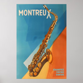 Póster Montreux Jazz Festival Poster Retro Saxophone Art