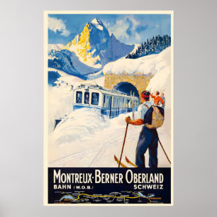 Póster Montreux Oberland bernés Alpes suizos Suiza