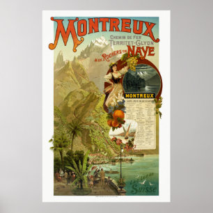 Póster Montreux Suiza Vintage