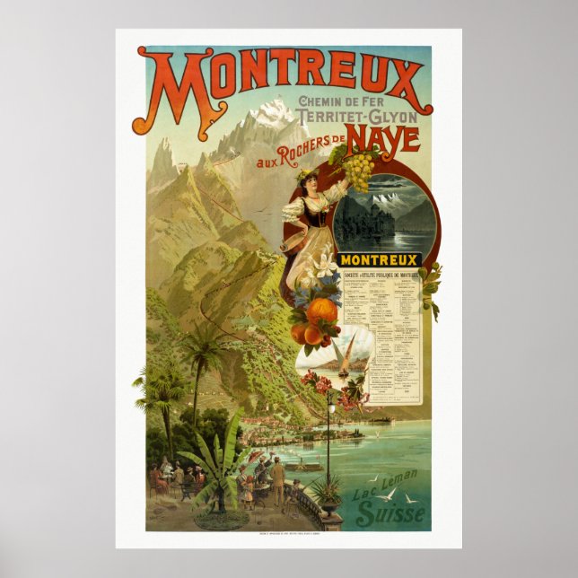 Póster Montreux Suiza Vintage (Frente)