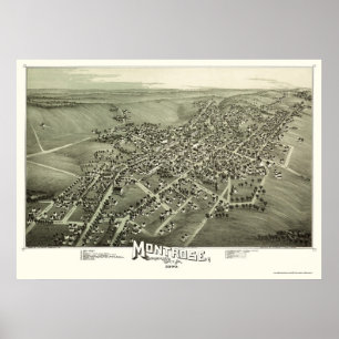 Póster Montrose, mapa panorámico del PA - 1890