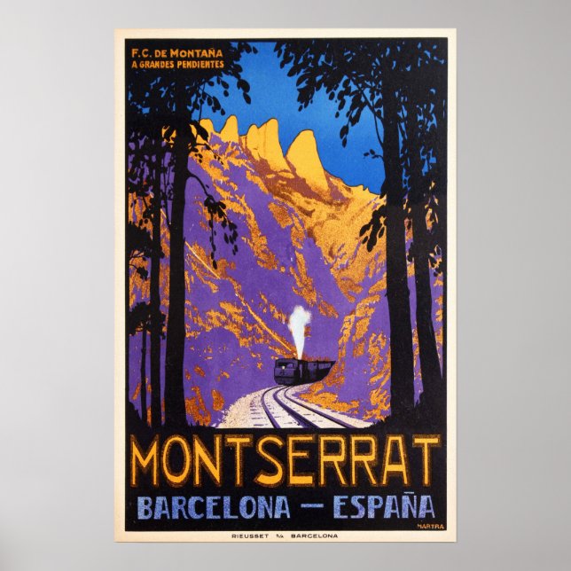 Póster MONTSERRAT Barcelona Viajes en rack de España (Frente)