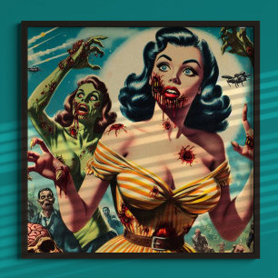 Póster Montura de zombi zombi vintage