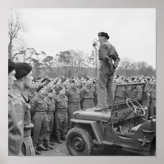 Póster Monty Abordando A Las Tropas - Segunda Guerra Mund (Frente)