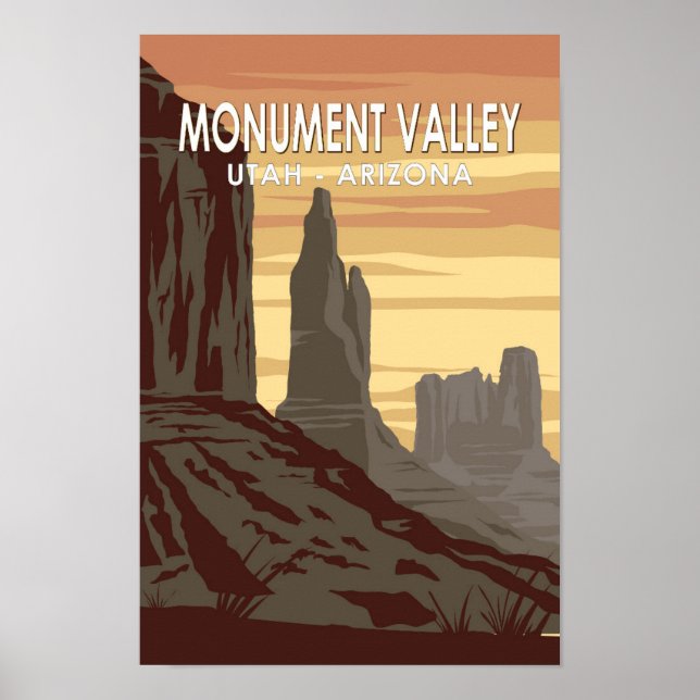 Póster Monument Valley Arizona Utah Vintage (Frente)