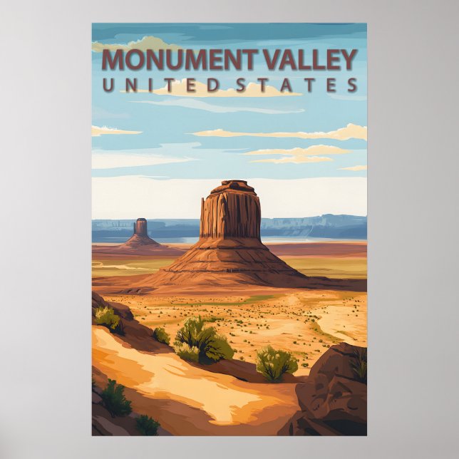 Póster Monument Valley USA Travel Iconic Mitten Buttes (Frente)