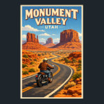 Póster Monument Valley Utah - Vintage Travel Poster<br><div class="desc">Monument Valley Utah has some of the most unique landforms anywhere in the world! 

This cool vintage snapshot of the famous landscapes will look great on a wall in your home or office.</div>