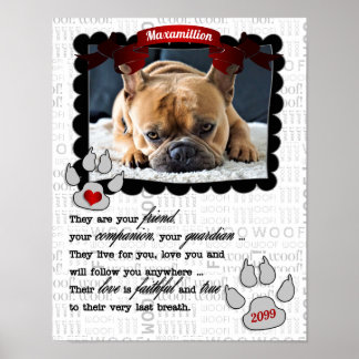 Póster Monumento a la foto de perro con nombre y Mascota 