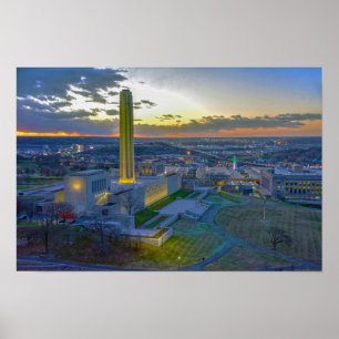 Póster Monumento a la Libertad al atardecer, Kansas City,