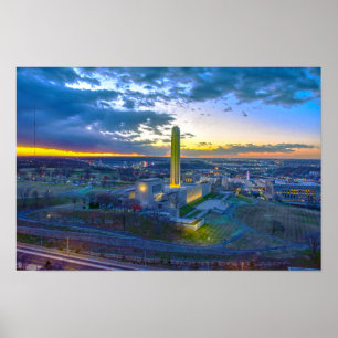 Póster Monumento a la Libertad al atardecer, Kansas City,
