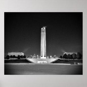 Póster Monumento a la Libertad, Kansas City, Missouri BW