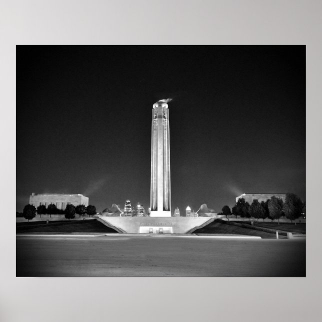 Póster Monumento a la Libertad, Kansas City, Missouri BW (Frente)