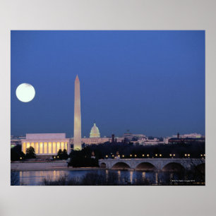 Póster Monumento a Lincoln, Monumento a Washington, EE. U