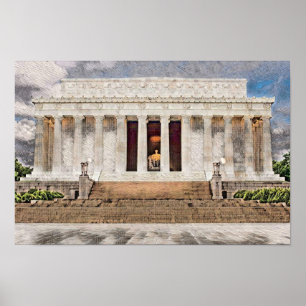 Póster Monumento a Lincoln, Washington DC