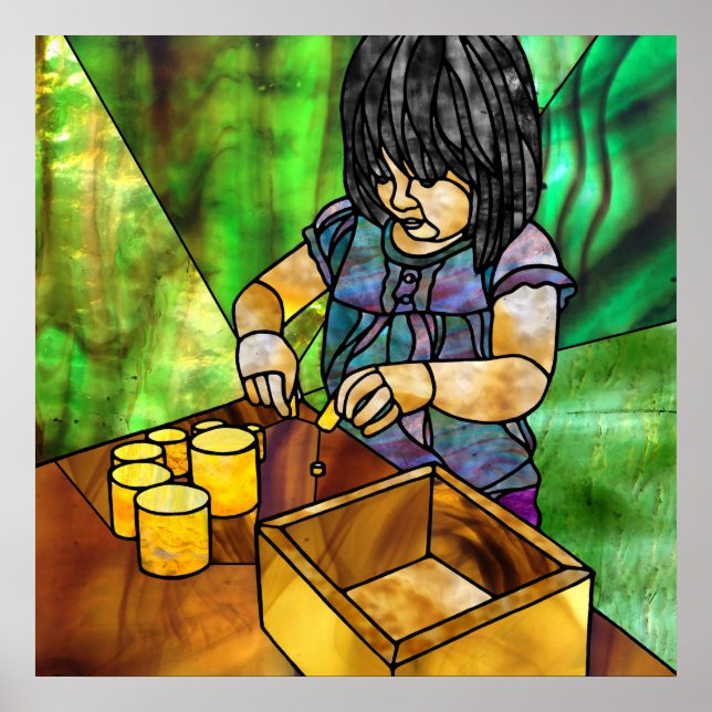 Póster Monumento a Montessori: Cilindros amarillos sin Kn (Frente)