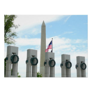 Póster Monumento a Washington y Monumento a la Segunda Gu