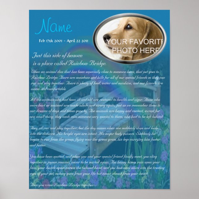 Póster Monumento al Mascota del puente arco iris - Azul (Frente)