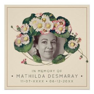 Póster Monumento al personalizable Art Nouveau Daisies Ru