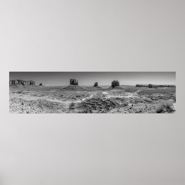 Póster Monumento al Poster Panorámico Blanco y Negro (Frente)