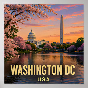 Póster Monumento de Flor de Cerezo en Washington DC