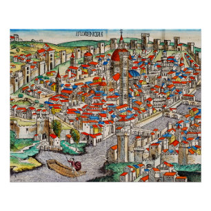 Póster Monumento medieval emblemático de Florencia en Ita