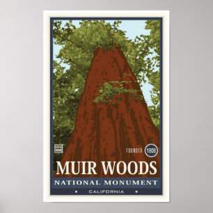 Póster Monumento nacional 3 de maderas de Muir
