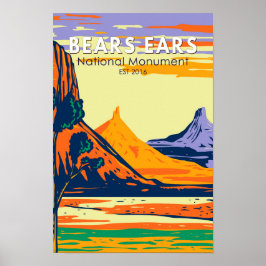 Póster Monumento nacional a los osos Utah Retro