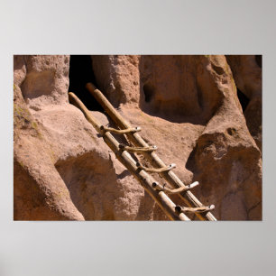 Póster Monumento Nacional Bandelier Escalera Pueblo Antig