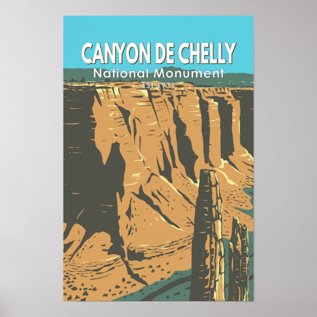 Póster Monumento Nacional Cañón de Chelly Arizona Vintage (Frente)
