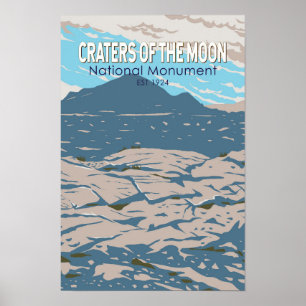 Póster Monumento Nacional Cráteres de la Luna Idaho Retro