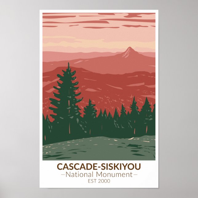 Póster Monumento Nacional de Cascade Siskiyou (Frente)