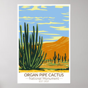 Póster Monumento Nacional del Cactus de Órgano Arizona
