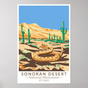 Póster Monumento nacional del desierto de Sonora Rattlesn