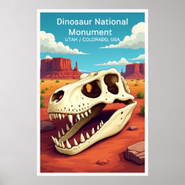 Póster Monumento Nacional Dinosaurio Estilo Vintage Viaje