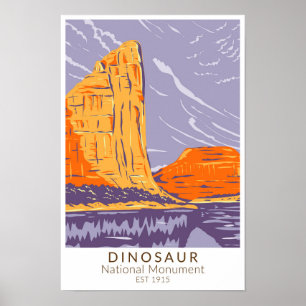 Póster Monumento Nacional Dinosaurio Vintage