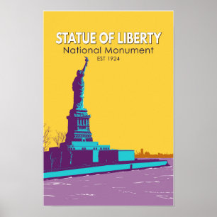 Póster Monumento Nacional Estatua de la Libertad Isla de