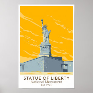 Póster Monumento Nacional Estatua de la Libertad Vintage