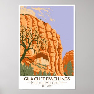 Póster Monumento Nacional Gila Cliff Dwellings Nuevo Méxi