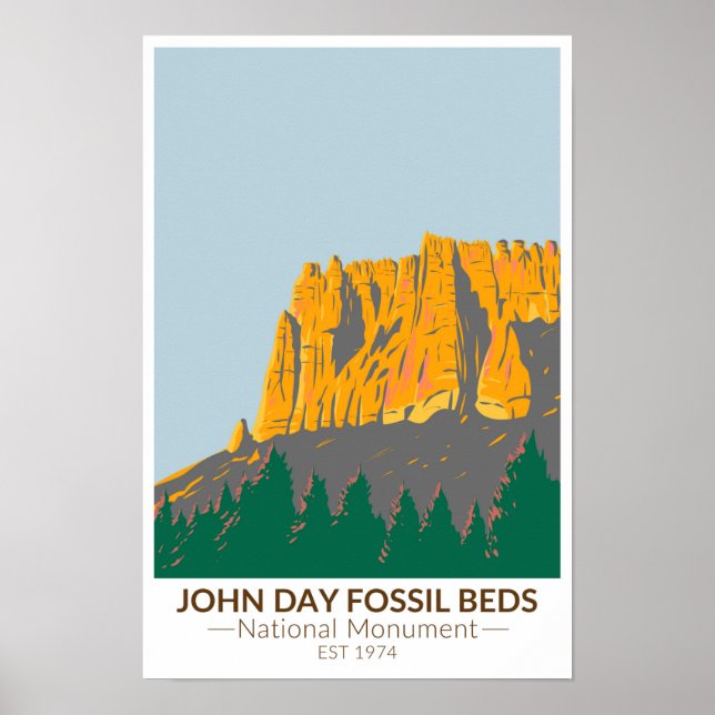 Póster Monumento Nacional John Day Fossil Beds Oregon (Frente)