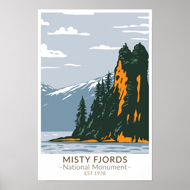 Póster Monumento Nacional Misty Fjords New Eddystone (Frente)