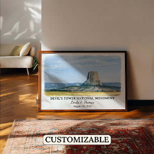 Póster Monumento Nacional Torre del Diablo Wyoming, Acuar
