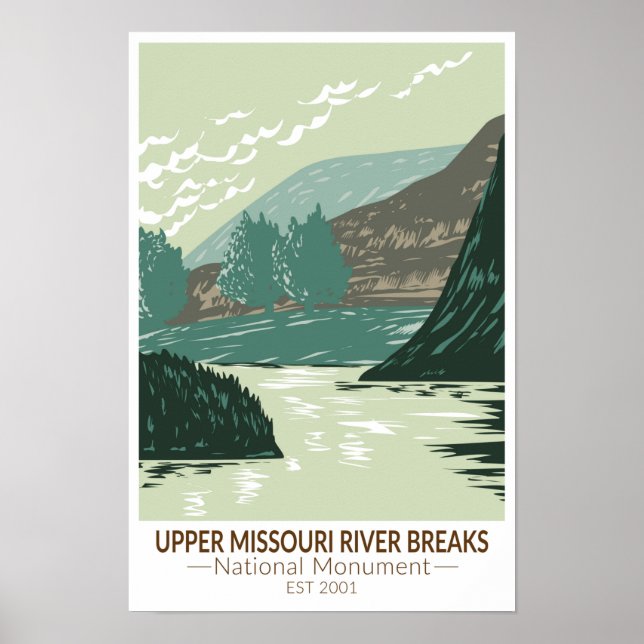 Póster Monumento Nacional Upper Missouri River Breaks (Frente)