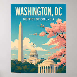 Póster Monumentos de Washington DC Capitol Skyline