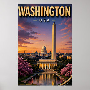 Póster Monumentos de Washington DC Capitol Skyline