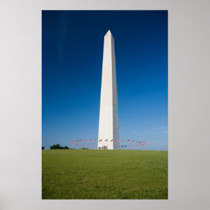 Póster Monumentos   Monumento a Washington con banderas