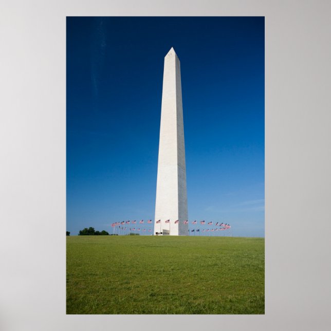 Póster Monumentos | Monumento a Washington con banderas (Frente)