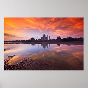 Póster Monumentos Taj Mahal Sunset